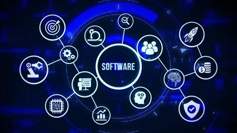 Software development and business process automation, internet and technolo.. Stock Footage 309361163