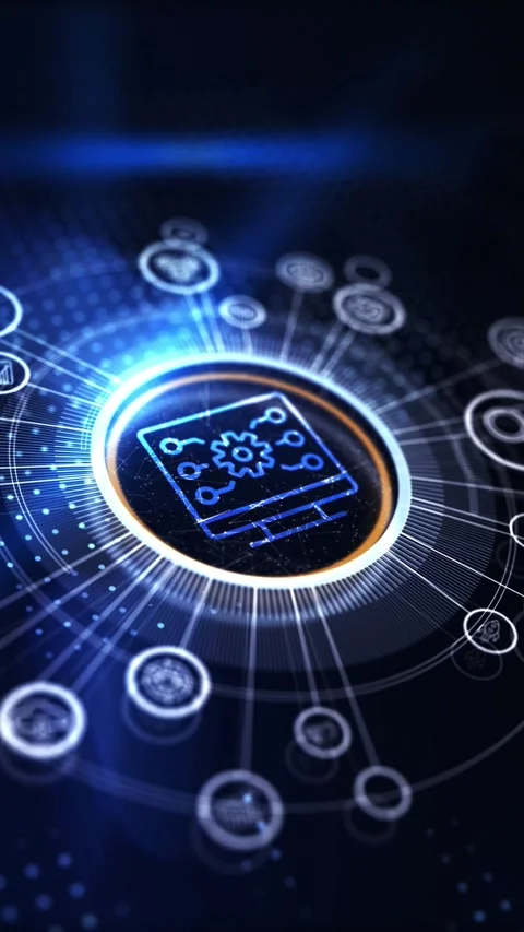 Software development and business process automation, internet and technolo.. Stock Footage 309367376