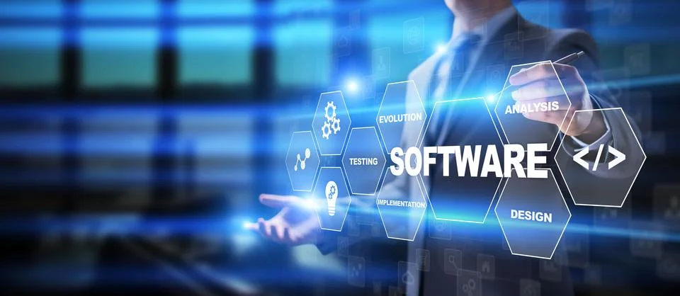 Software development and business process automation, internet and technology Foto stock