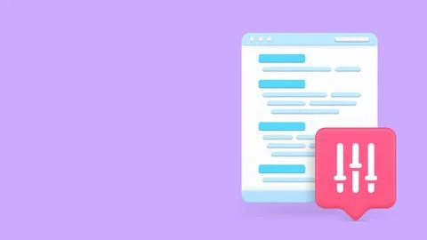 Software Development And Code Settings 3d Banner Template Vector Illustration 库存插图