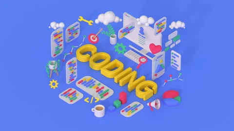 Software development and coding concept isometric 3D render animation Stock Footage 207672074