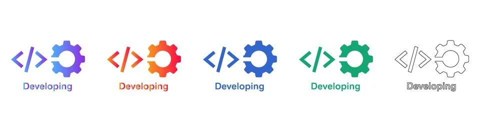 Software Development and Coding Icon Set 库存插图