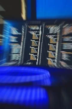 Software Development and Coding Interface With Motion Blur, Source Code and H Stock Photos