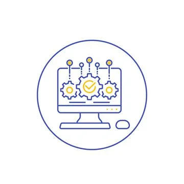 Software development and integration icon, line vector イラスト素材