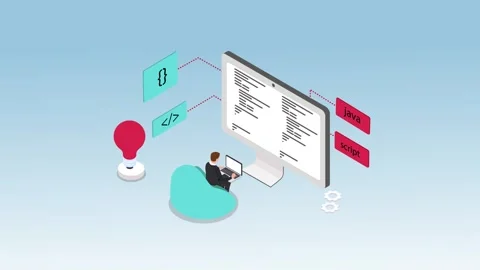 Software Development and Programming 3d animation cartoon Stock Footage 302529681