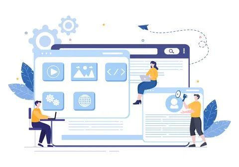 Software Development and Programming Code on Computer Vector Illustration for Stock Illustration