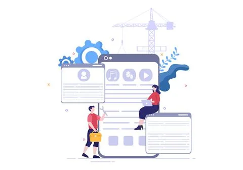 Software Development and Programming Code on Computer Vector Illustration for Stock Illustration