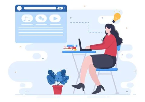 Software Development and Programming Code on Computer Vector Illustration for Stock Illustration