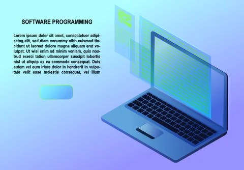 Software development and programming concept. Illustrazione stock
