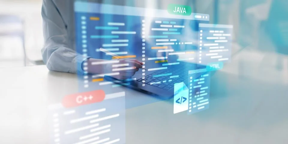 Software Development and Programming Languages Displayed on a Virtual Coding  Stock Photos