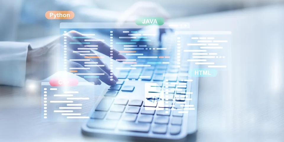 Software Development and Programming Languages Displayed on a Virtual Coding  Stock Photos