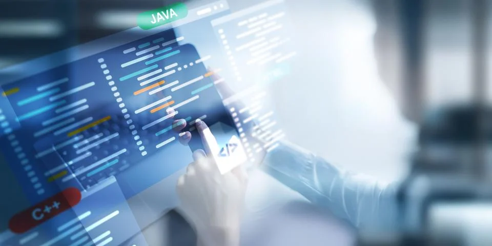 Software Development and Programming Languages Displayed on a Virtual Coding  Stock Photos