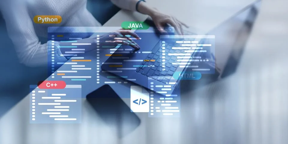 Software Development and Programming Languages Displayed on a Virtual Coding  Stock Photos