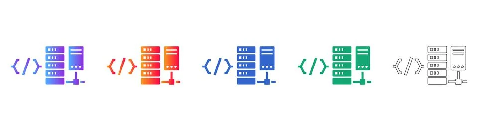 Software Development and Server Architecture Icons Illustrazione stock