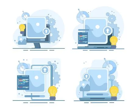 Software development and UI UX design concept set Stockillustratie