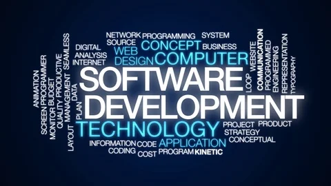 Software development animated word cloud. Kinetic typography. 스톡 동영상 103265934