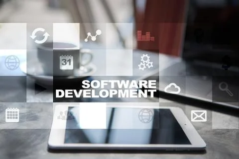 Software development. Applications APPS for business. Programming. Stockfoto's