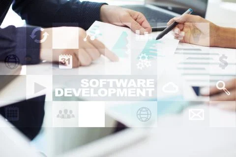 Software development. Applications APPS for business. Programming. Stockfoto's