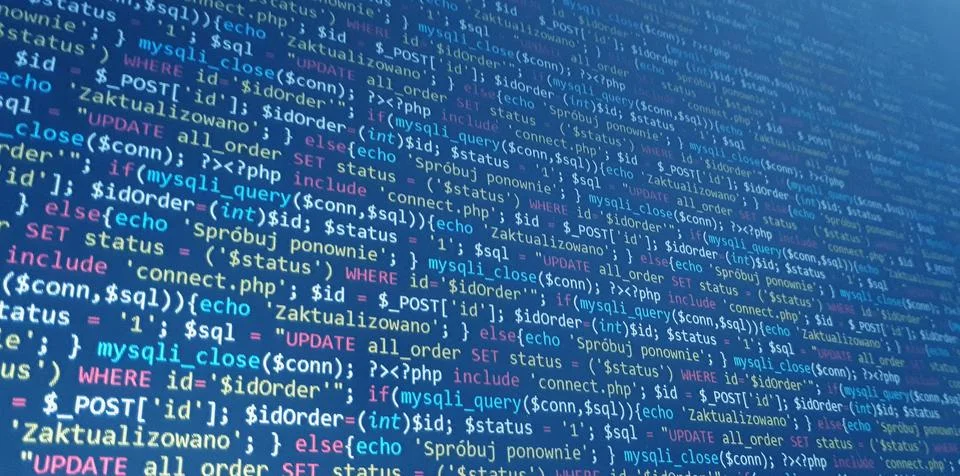 Software development background. Job search screen coding. Computer language. Stock Photos