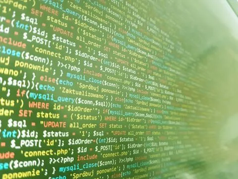 Software development background. Job search screen coding. Computer language. Foto stock