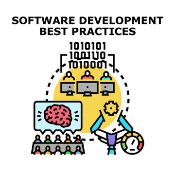 Software development best practices collaborating team working process 库存插图