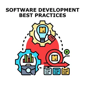 Software development best practices illustrating agile methodology Stock Illustration