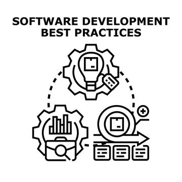 Software development best practices illustrating agile methodology Stock Illustration