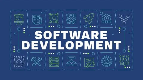 Software development blue word concept Stock Illustration