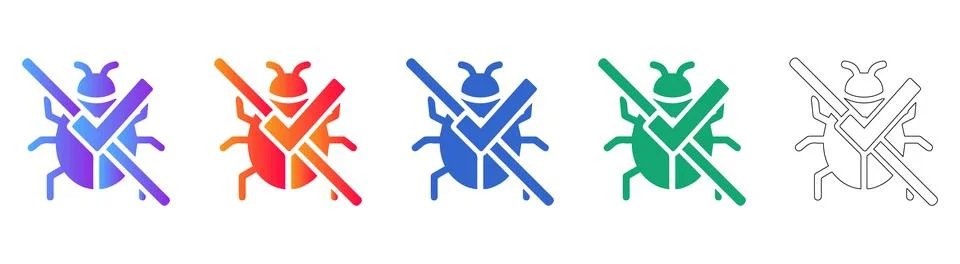 Software Development Bug Check Icons Stockillustratie