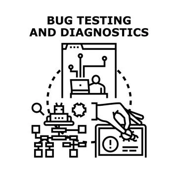 Software development bug testing and diagnostics process Illustrazione stock