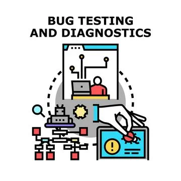 Software development bug testing and diagnostics process Stockillustratie