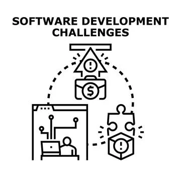 Software development challenges and problem solving solutions graphic イラスト素材