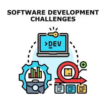 Software development challenges and project management solutions イラスト素材