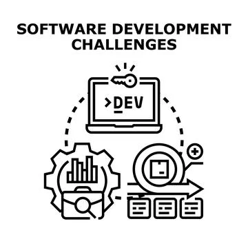 Software development challenges and project management solutions 库存插图