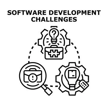 Software development challenges managing coding project development process イラスト素材