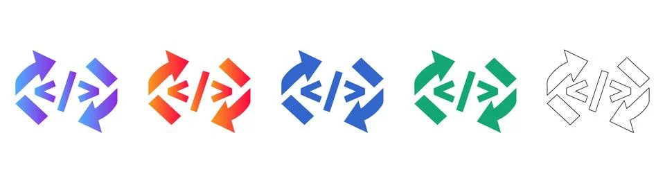Software Development Code Cycle Icons Stock Illustration