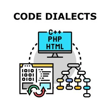 Software development code dialects and programming languages イラスト素材