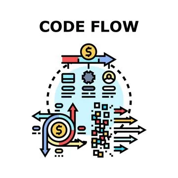Software development code flow strategy planning icon 스톡 일러스트