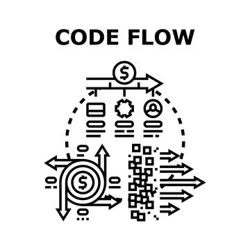 Software development code flow strategy planning icon 库存插图