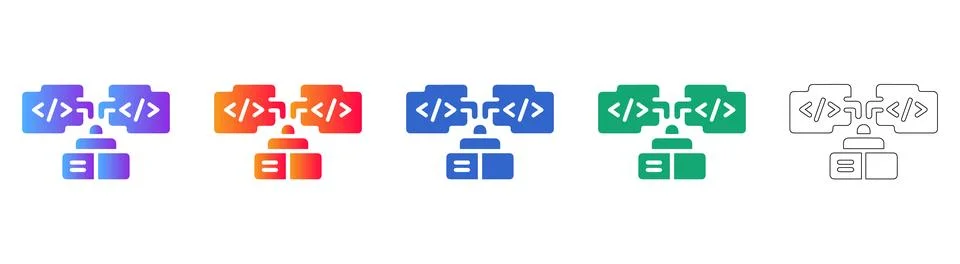 Software Development Code Integration Concept Icons 스톡 일러스트
