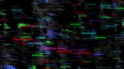 Software Development Code With RGB Glitch Programming Effect Stockbeeldmateriaal 341359021