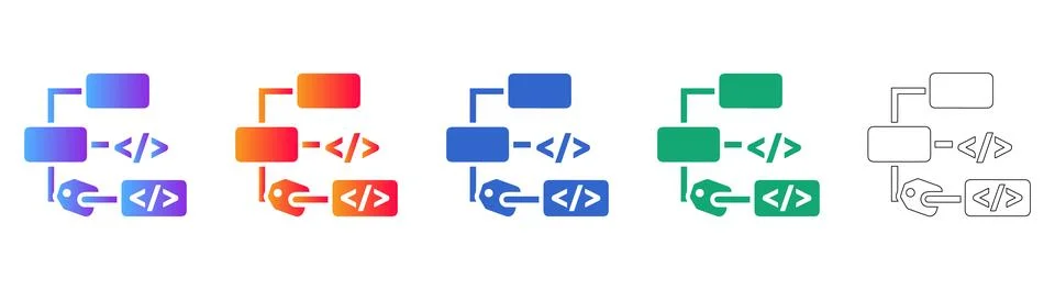 Software Development Code Structure Icons Stockillustratie
