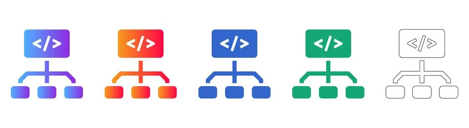 Software Development Code Structure Icons Illustrazione stock