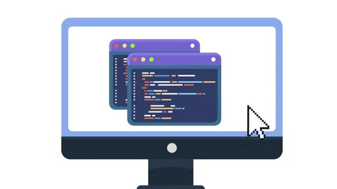 Software development coding and programming with window tab switching animation Stock Footage 241835670