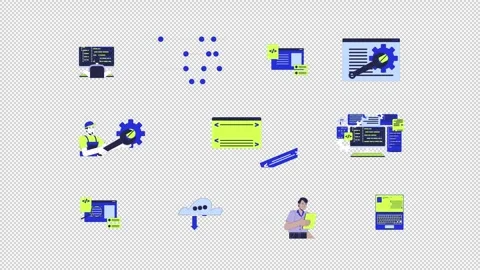 Software development coding and system maintenance animation pack Stock Footage 348136687