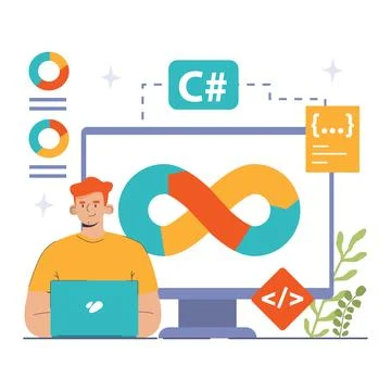 Software development. Coding, back-end and front-end engineering Stock Illustration