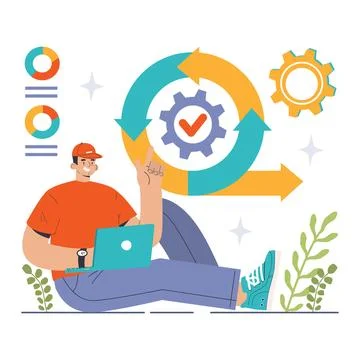 Software development. Coding, back-end and front-end engineering Stock Illustration