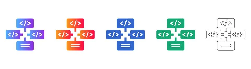 Software Development Coding Hierarchy Icon Set イラスト素材