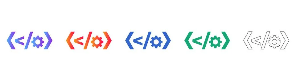 Software Development Coding Icon Set Illustrazione stock