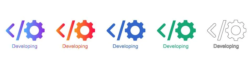 Software Development Coding Icons Stock Illustration